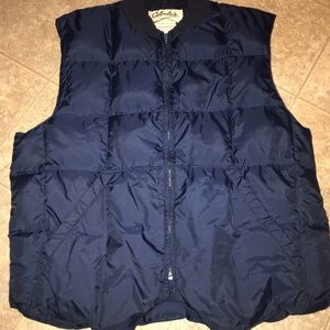 Vintage Cabelas Feather Stuffed Navy Vest